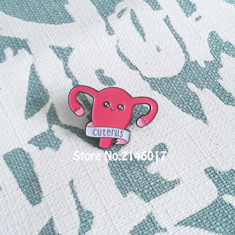 10pcs Wholesale 1'' High Cuterus Soft Enamel Pin Uterus Feminist Badge Lapel Pins and Brooch Women Gift Metal Craft