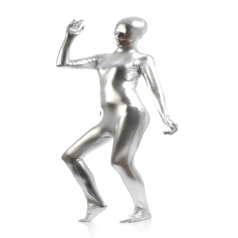 Gesikai-traje Zentai metálico brillante para mujer y adulto, mono completo brillante, trajes zentai, disfraces de Halloween