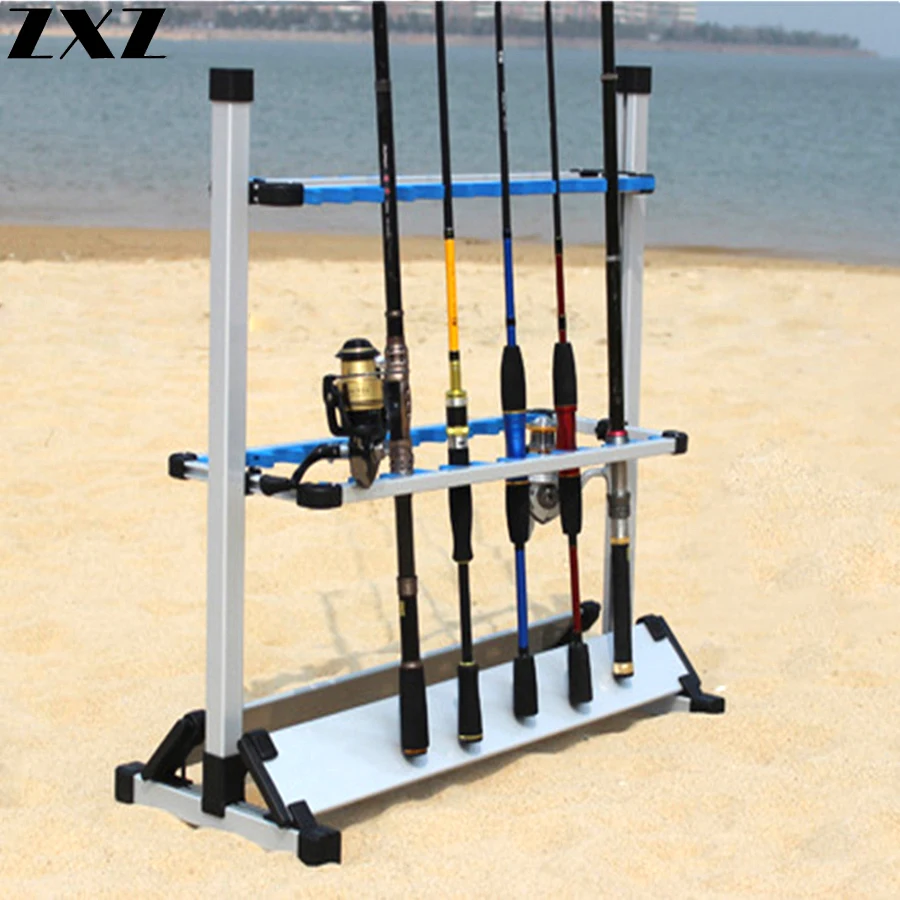 Portable 24 Slots Metal Aluminum Alloy Fishing Rod Tackle Rack Stand Combos Holder Storage Bag for Storing Fishing Poles Racks