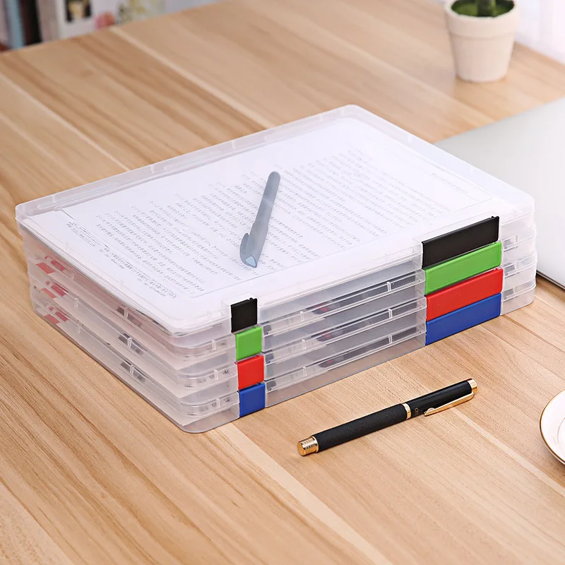 A4 Transparent Storage Box Plastic Document Paper File Filling Case Office Organizer Student Stationery School Office Supplies