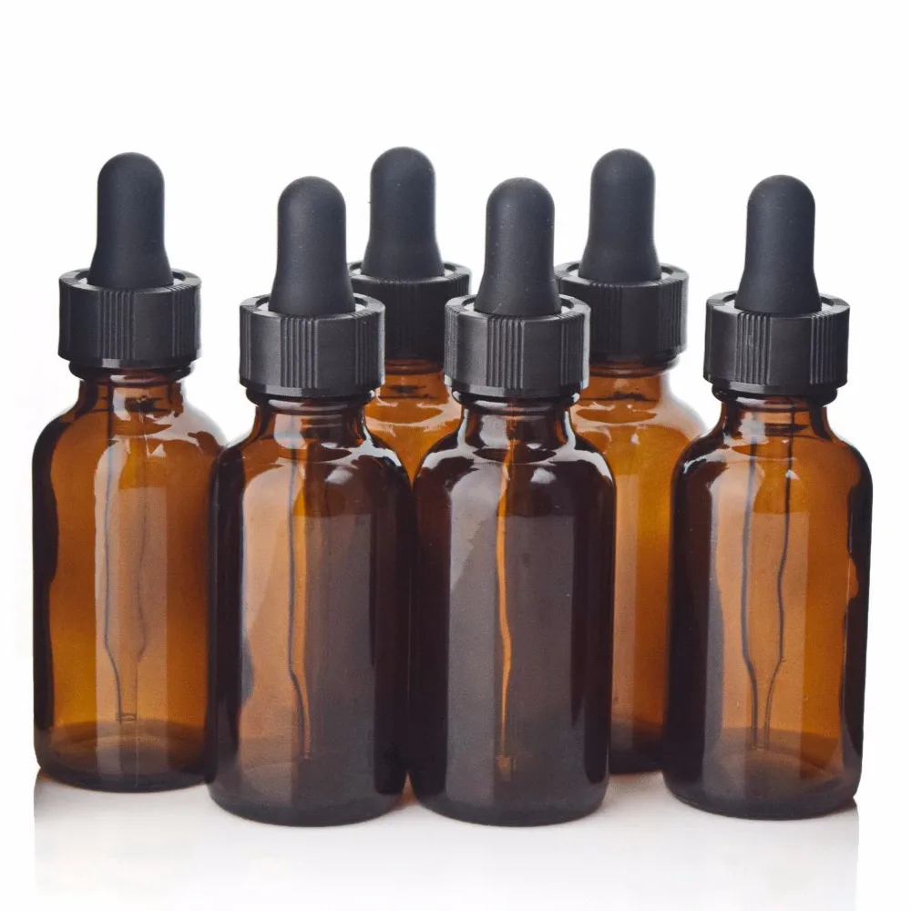 

6pcs Empty 30ml Amber Glass Dropper Bottles with Glass Eye Dropper Pipette for Essential Oils Aromatherapy Lab Chemicals 1oz