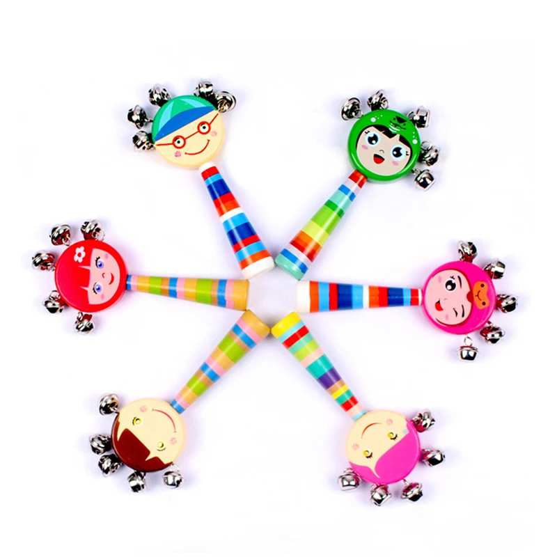 Baby Toy Rainbow Wooden Hanging Rattle BB Gripping Handheld Toys Exercise Hearing and Eyesight Tool Rattles