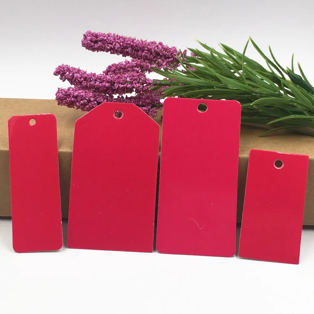 1000pcs/lot rose red Kraft Paper Wedding Note Scallop Head Label Luggage DIY Blank price Hang Tag Kraft Gift Hang tag