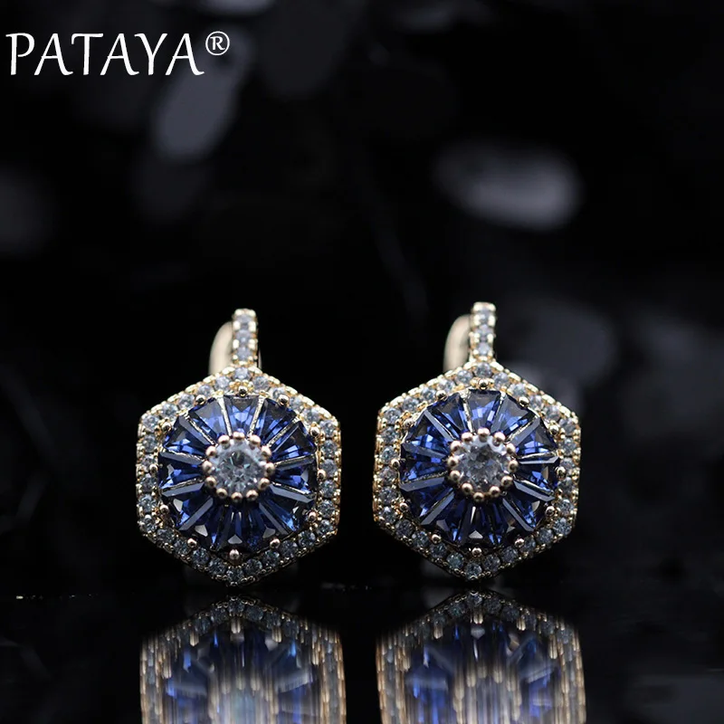 PATAYA New Original Design Limited 585 Rose Gold Color Luxury Micro-wax Inlay Natural Zircon Drop Earrings Women Wedding Jewelry