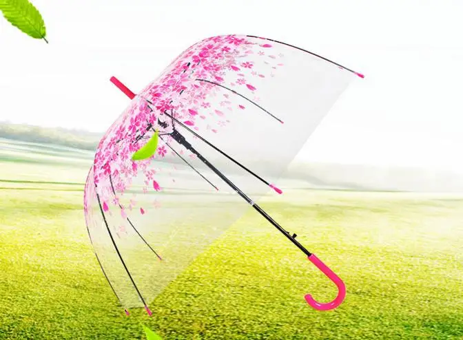 

Transparent Clear Umbrella Cherry blossom Mushroom Apollo Sakura maple Leaves Cage rainy Umbrellas romatic wedding umbrella