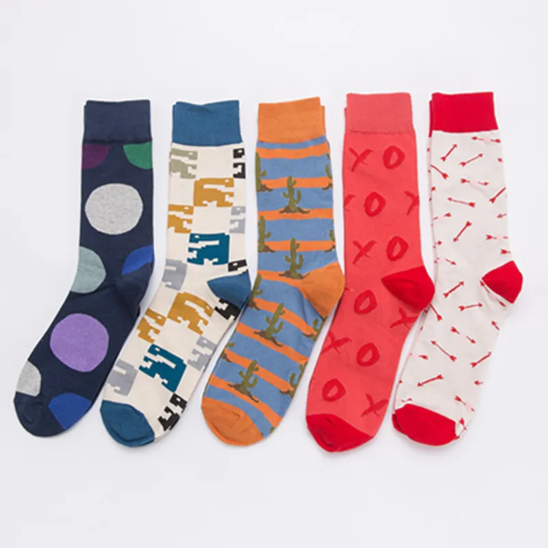 Happy Socks Fashion Europe and the United States version of the men and women couple socks personalized colorful socks no gift b