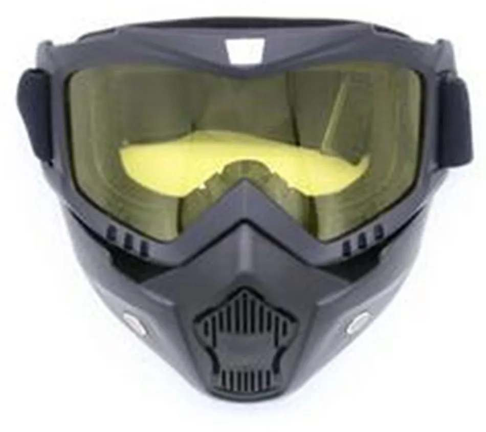 Motorcycle Goggles Mask Style Protect Padding Helmet Sunglasses Road Riding UV Motorbike Glasses Detachable (Smoke Lens)