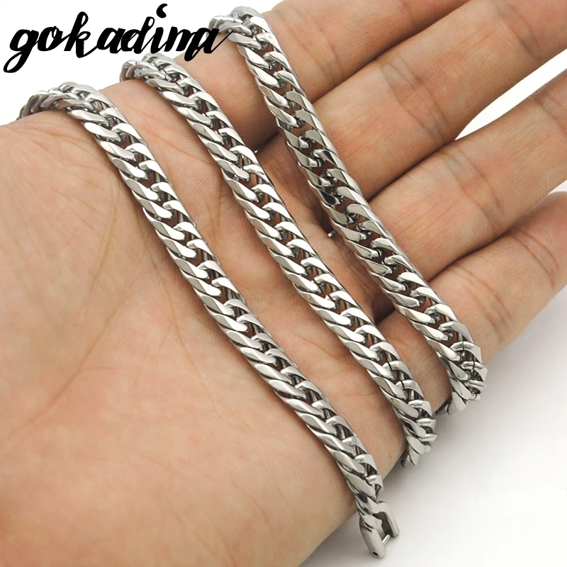 GOKADIMA  2017 New Mens Necklace Chain Fashion Party Stainless Steel Jewelry Gift 60cm 7mm, WN031