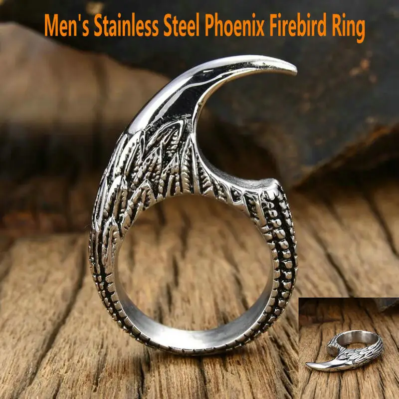 Men's stainless steel ring     Vintage Phoenix Firebird Ring     Fire phoenix ring