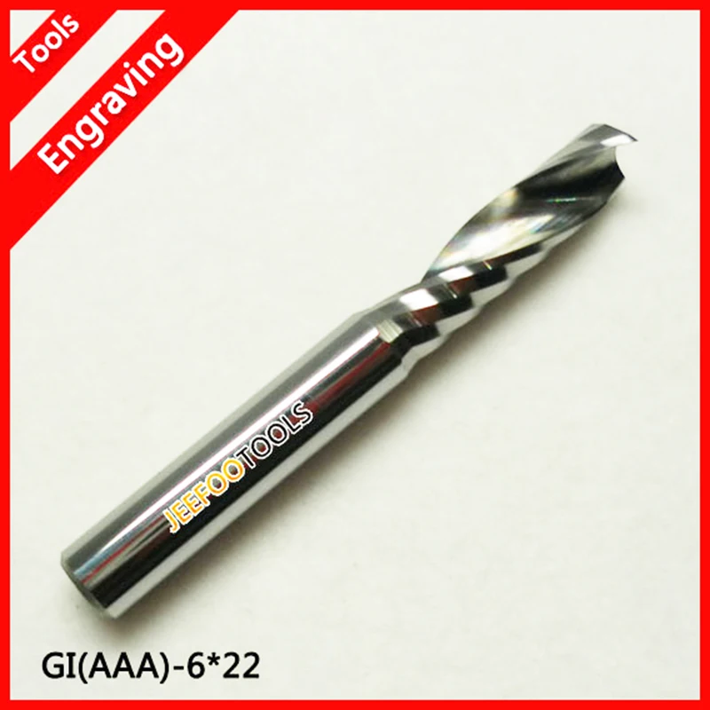 6*22mm AAA Series Single Flute Cutters, Solid Carbide Cutting Tools,  Engraving Carving MDF, PVC Board, Acrylic