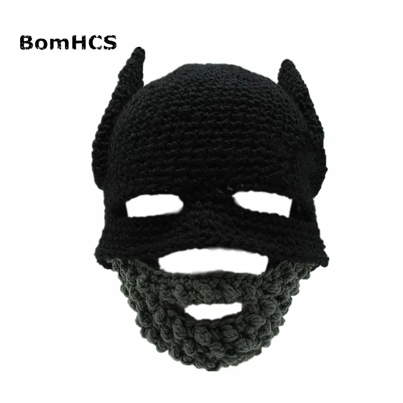 

BomHCS Beard Cap Knight Hat Gorro Handmade Crochet Winter Warm Funny Party Mask Beanie Women Men Cool Novelty Gift