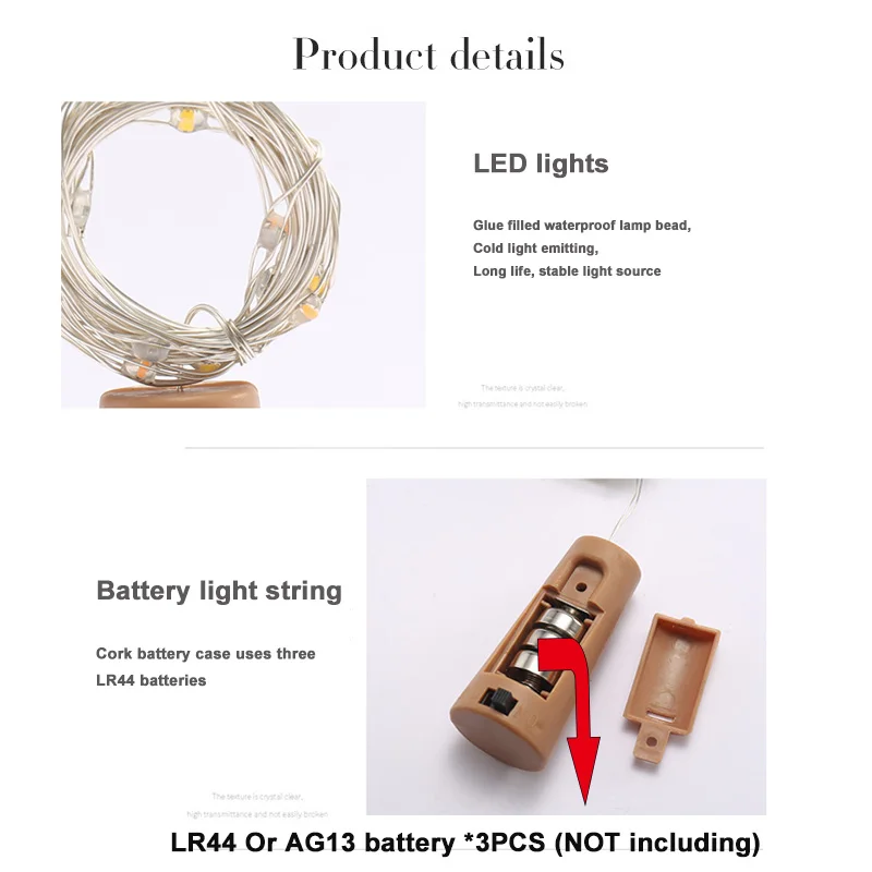 1M 2M 20LEDs Mini LED łańcuch świąteczny światła Micro wodoodporna lampa kryty oświetlenie ślubne do dekoracji wnętrz boże narodzenie szkło Craft