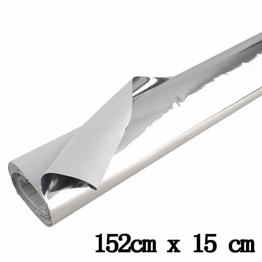 152cm x 15cm Car Electro Coating Fiber Chrome Vinyl Film Silver Wrap Stickers Self-Adhesive Decal Auto Styling Motorcycle