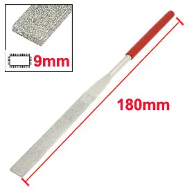 Uxcell 1Pcs 5mm x 180mm Glass Stone Handle Tool Flat Diamond Files Red Silver Tone Repair Tool for Art Craft