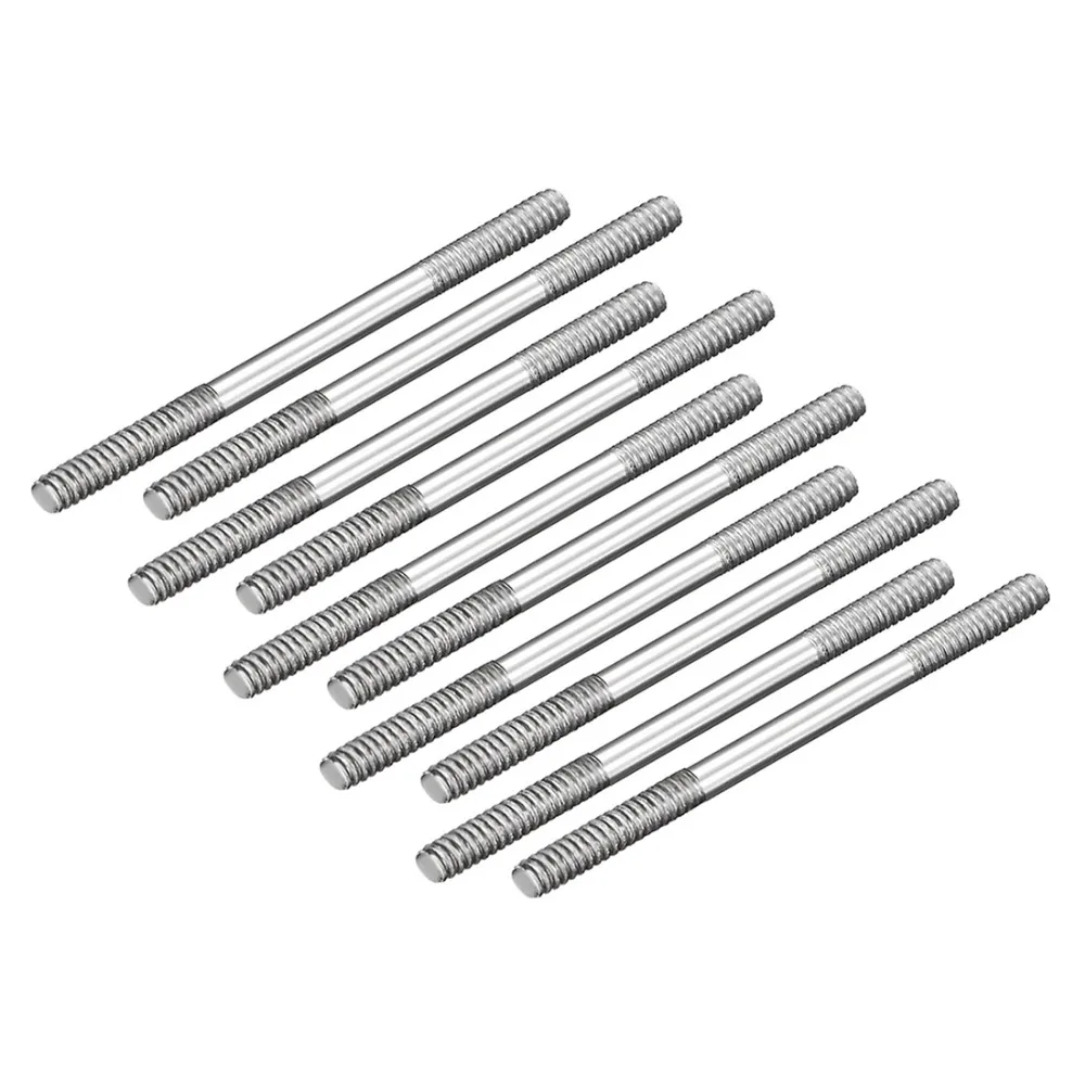 Uxcell 10pcs M2 Pushrod Connector Two Side Thread Stainless Steel Rod Linkage 25mm 30mm 35mm 45mm 55mm 65mm for RC Boat Car