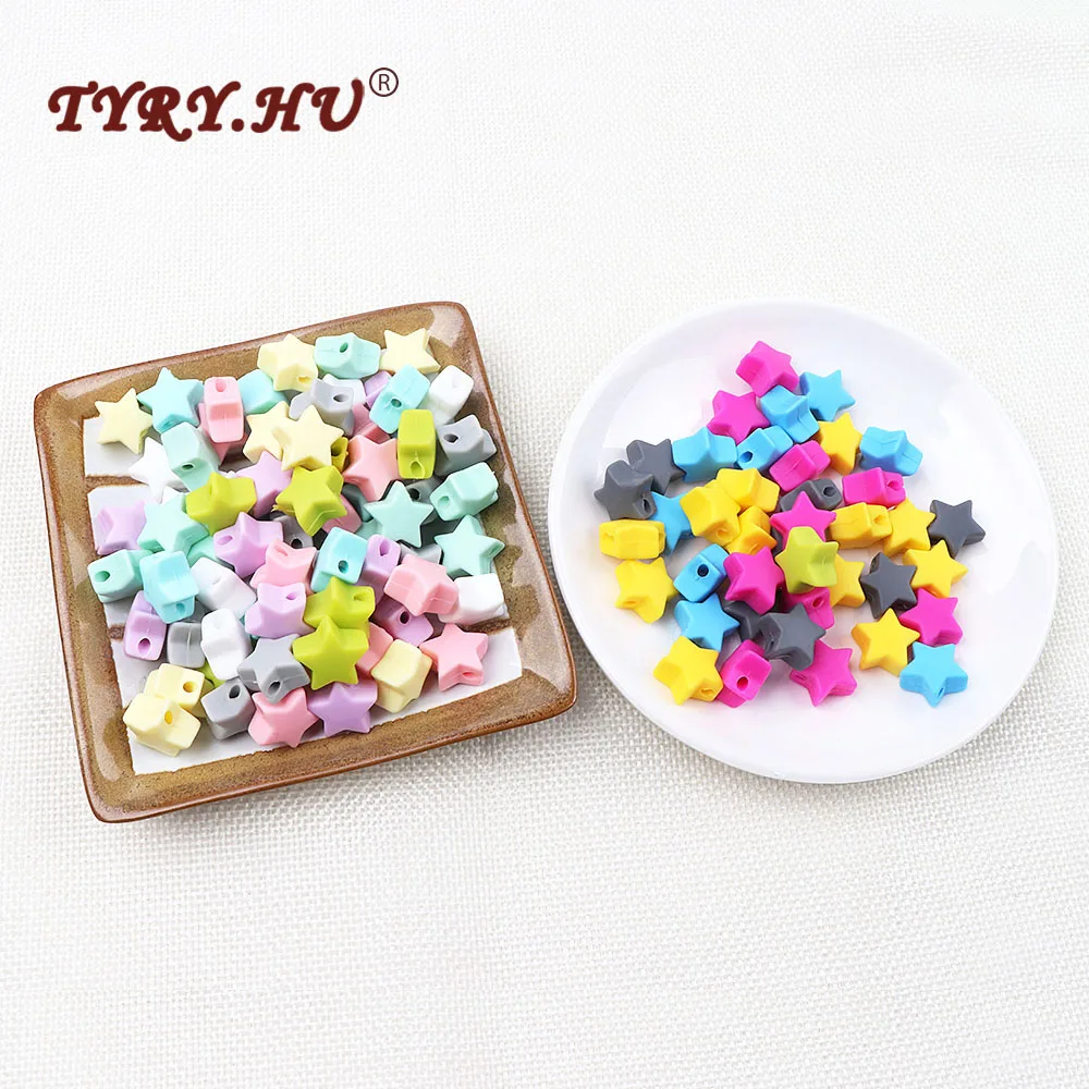 TYRY.HU 50pc Silicone Beads Star Shape Food Grade Baby Chewable Beads Baby Accessories For Baby Necklace Bracelet Making