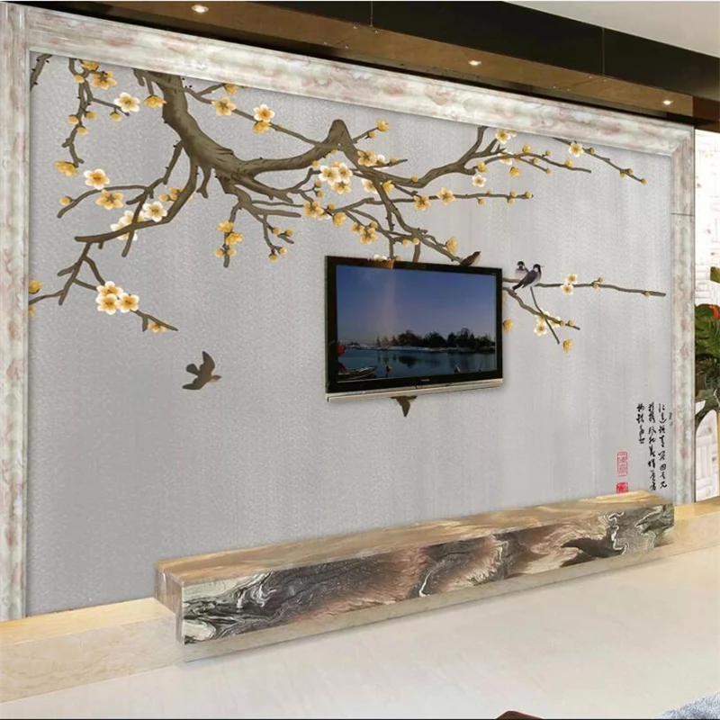 

beibehang Custom wallpaper 3d photo murals hand-painted flowers and birds figure living room bedroom restaurant hotel wallpaper