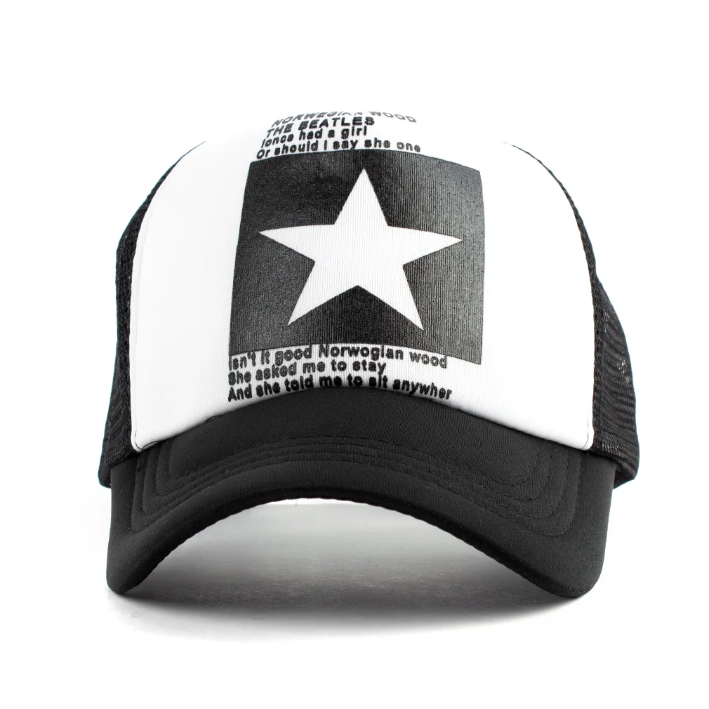 CHARM WOOD Summer Unisex Star Black Snapback Baseball Cap Men Sunshade Mesh Net Hat Women Sports Sun Visor Caps Bone gorras