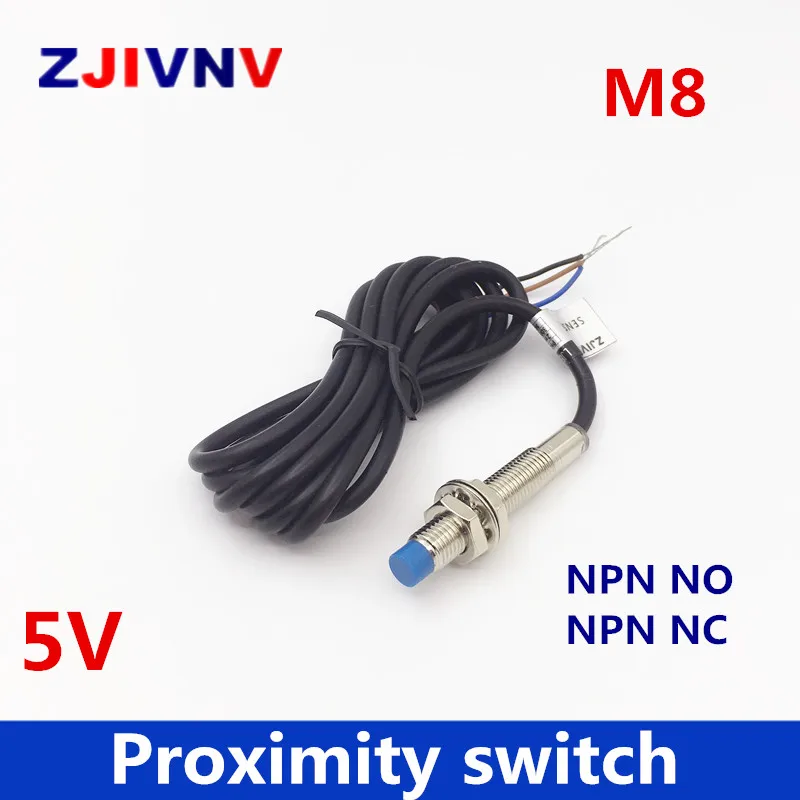 2 pcs/lot 5v proximity switch metal proximity sensor working voltage 5v 3 wires M8 NPN NO/ Normally open for microcontroller