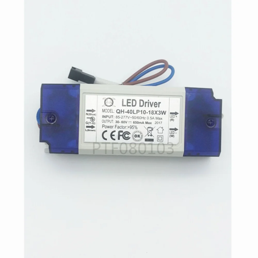 1pcs 36W AC85-277V LED Driver 10-18x3W 600mA DC30-60V LEDPowerSupply Constant Current Ceiling Lamp Free Shippingt