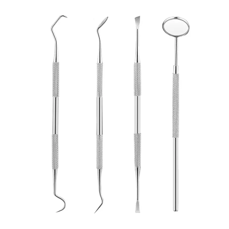 4Pcs Teeth Whitening Kit Stainless Veneers for Teeth Dental Tools Dentist Sets Tooth Scraper Scaler Pick Set Mirror Instruments