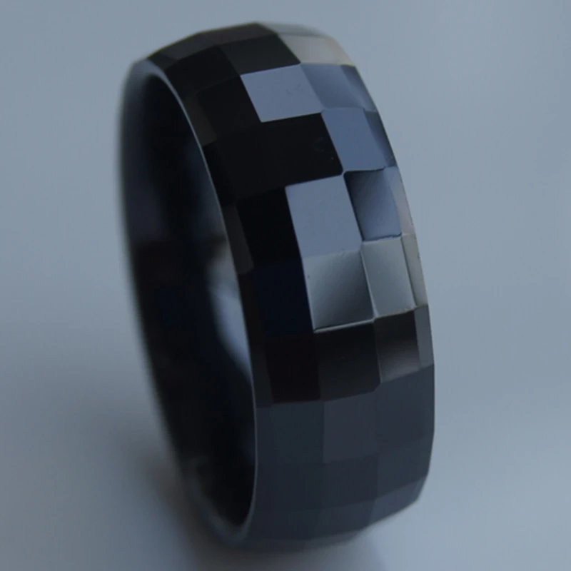 cool facet  black 8mm  hi-tech scratch proof ceramic ring