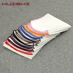 HUISHI New Men's White Pocket Square Cotton 14 Colors Solid Handkerchief Chest Towel Prom Holiday Party Suit Hankies 23CM Handy