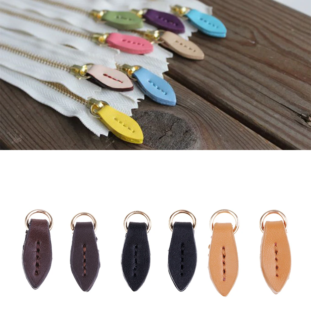 2 Pieces Leather Zip Puller Zipper Pulls Replacement Sewing Fastener Slider for Backpack Clothes DIY Zippers Sewing Accessories