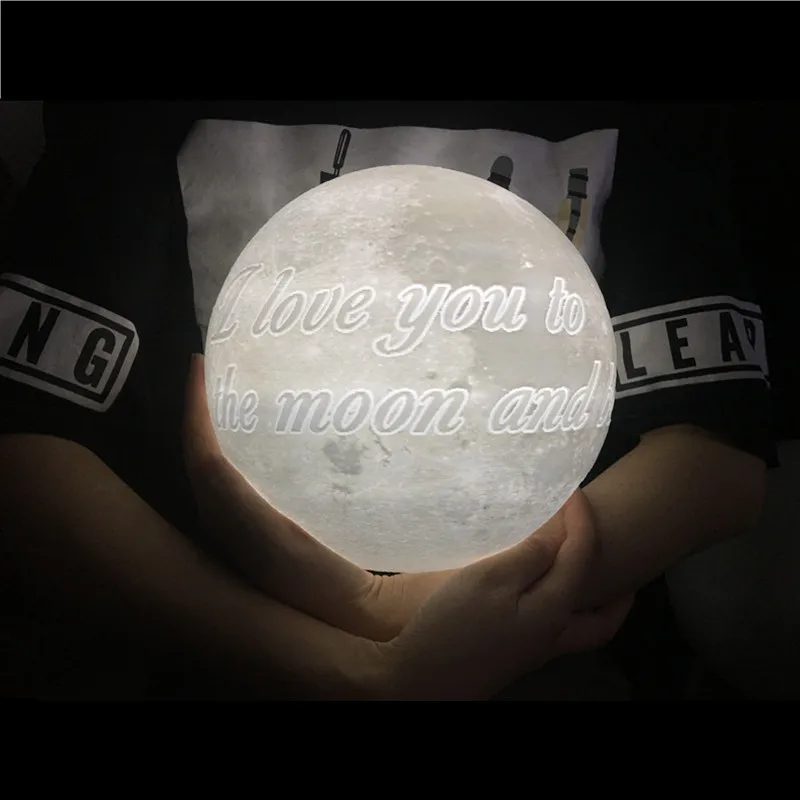 Drop Ship Personality Customized 3D Printing Moon Light USB Charging Photo Custom Moon Night Lamp 2/16 colors Touch Switch