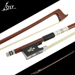 Brazilian Wood Violin Bow, 4/4, Beautiful Orchid Carved Ebony Frog with Color Shell, White Bristle, Full Size Violin Bow, Factor