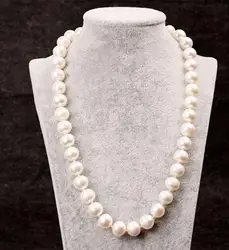 HOT Genuine ROUND 9-10mm White Pearl Necklace 25