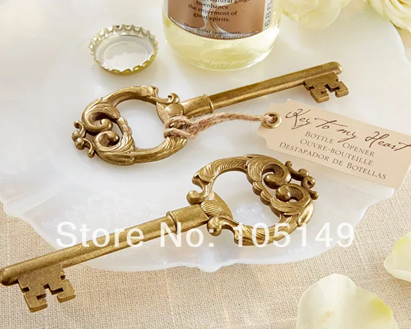 

50Pcs/lot Wedding Gift of "Key to My Heart" Antique Bottle Opener Wedding favors For Crown wedding decoration gift favors