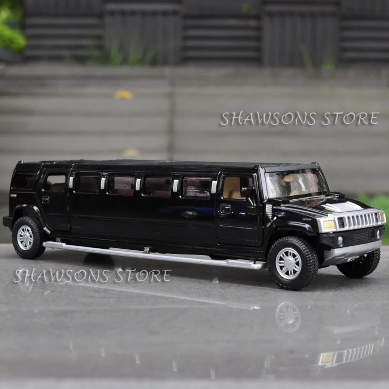 1:32 Scale Diecast Car Model Toys Pull Back H2 Stretch Limousine Miniature Replica W/ Sound Light