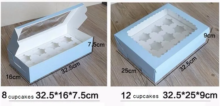 20PCS  Kraft 6 Cupcake box and packaging paper cardboard kraft cake box with clear pvc window 8 cupcake 4 gift packing craft box