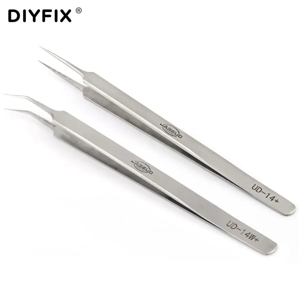 

DIYFIX Precision Electronic Tweezers Anti-Static Clips Straight Tips Stainless Steel Forceps for Phone Repair DIY Hand Tools Set