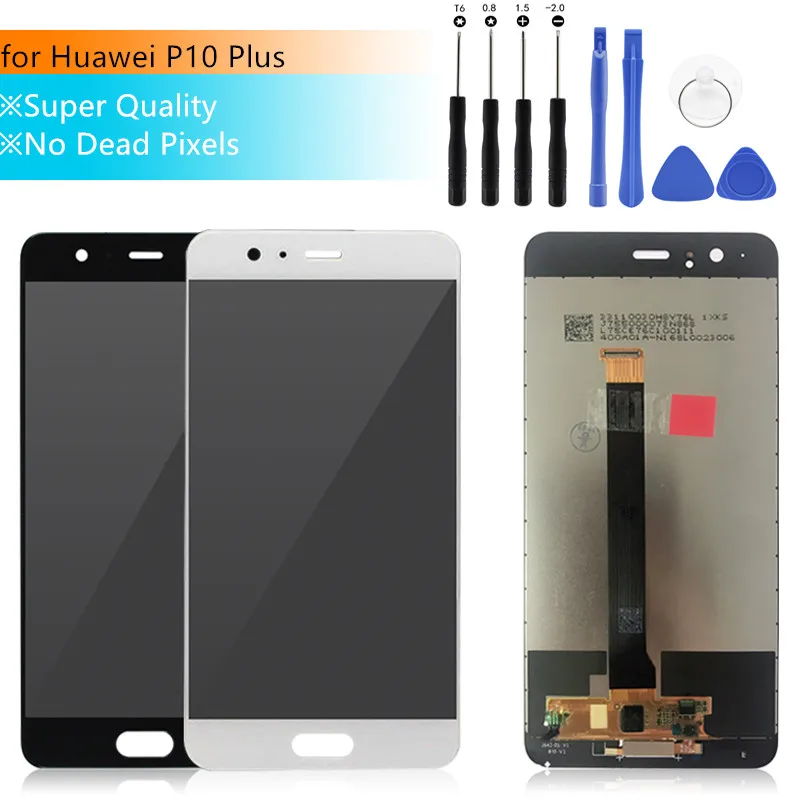 Super quality For Huawei P10 Plus LCD Touch Screen Digitizer Assembly With Frame White/black Free Shipping