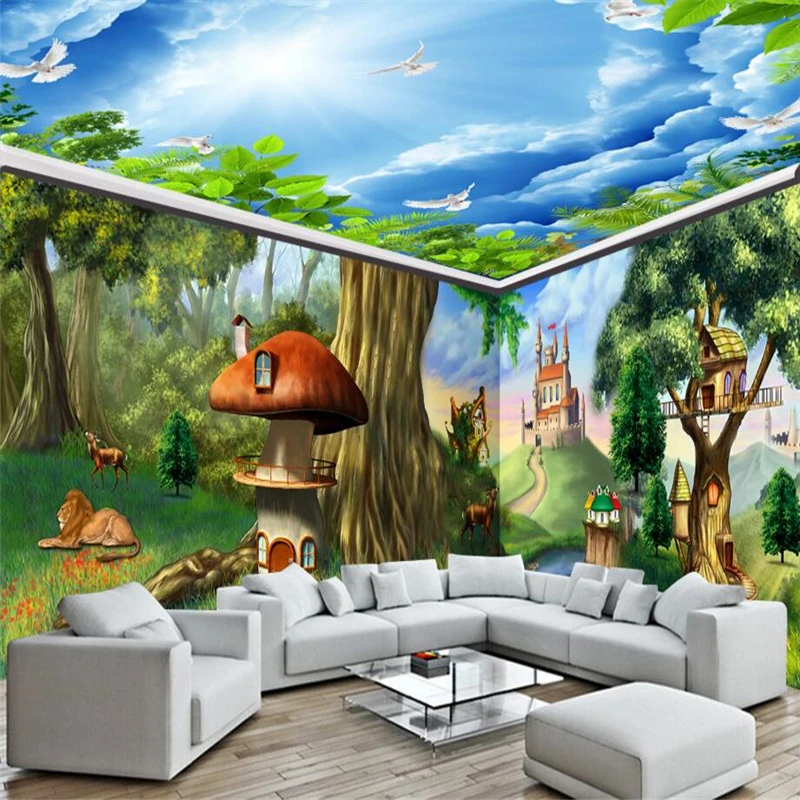 

beibehang Dream fairy tale forest animal castle custom photo mural papel de parede 3d wallpaper for walls 3 d large wall paper