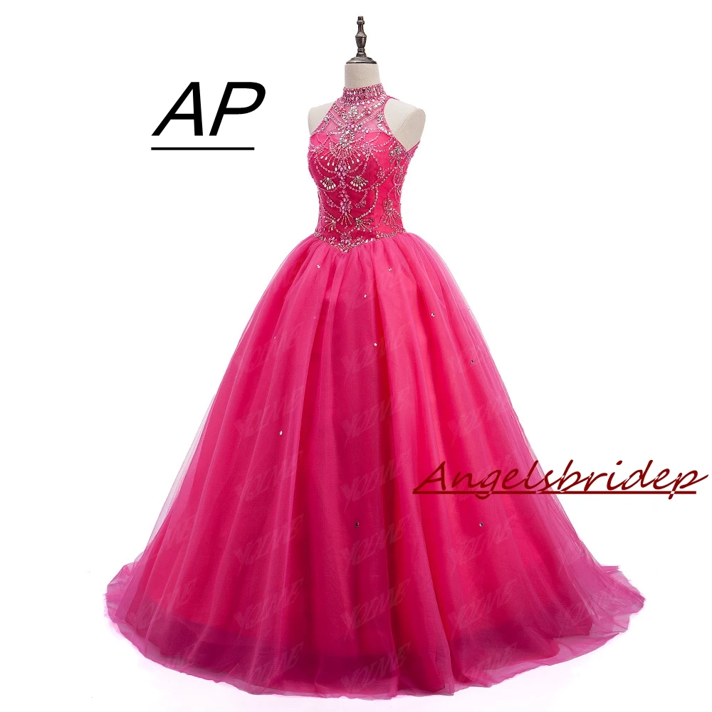 

ANGELSBRIDEP Charming Rhinestone Sweet 15 Vestidos De Quinceanera Dresses 2021 Sexy Tulle Formal Debutante-Gowns Custom Made