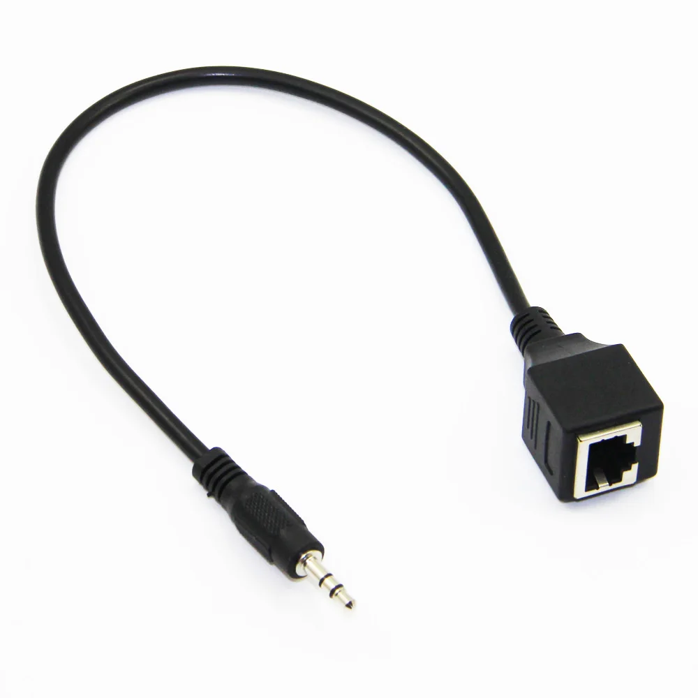Bochara 30cm 3.5mm Stereo Male to RJ45 Female Audio Extension Cable