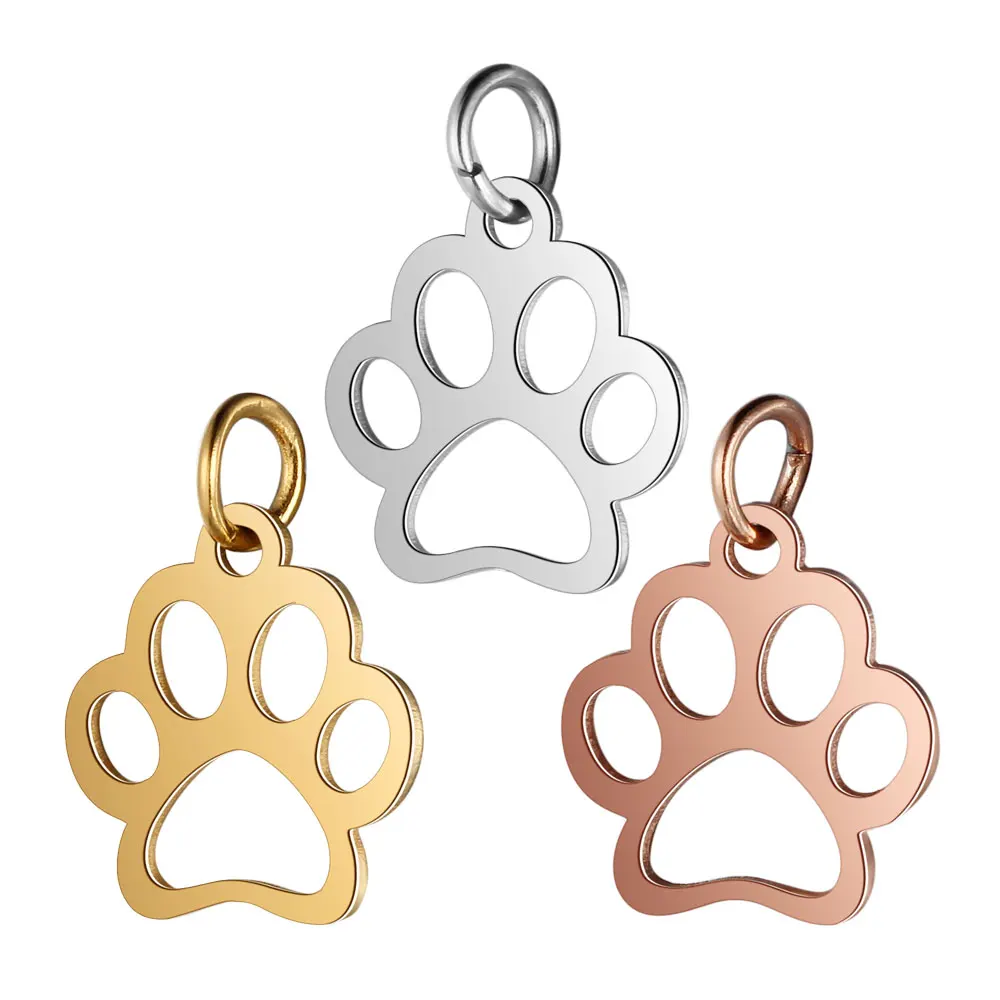 5 Pieces Love Dog Paw Cat Charm Wholesale 316 Stainless Steel DIY Jewelry AAAAA Quality Pendants