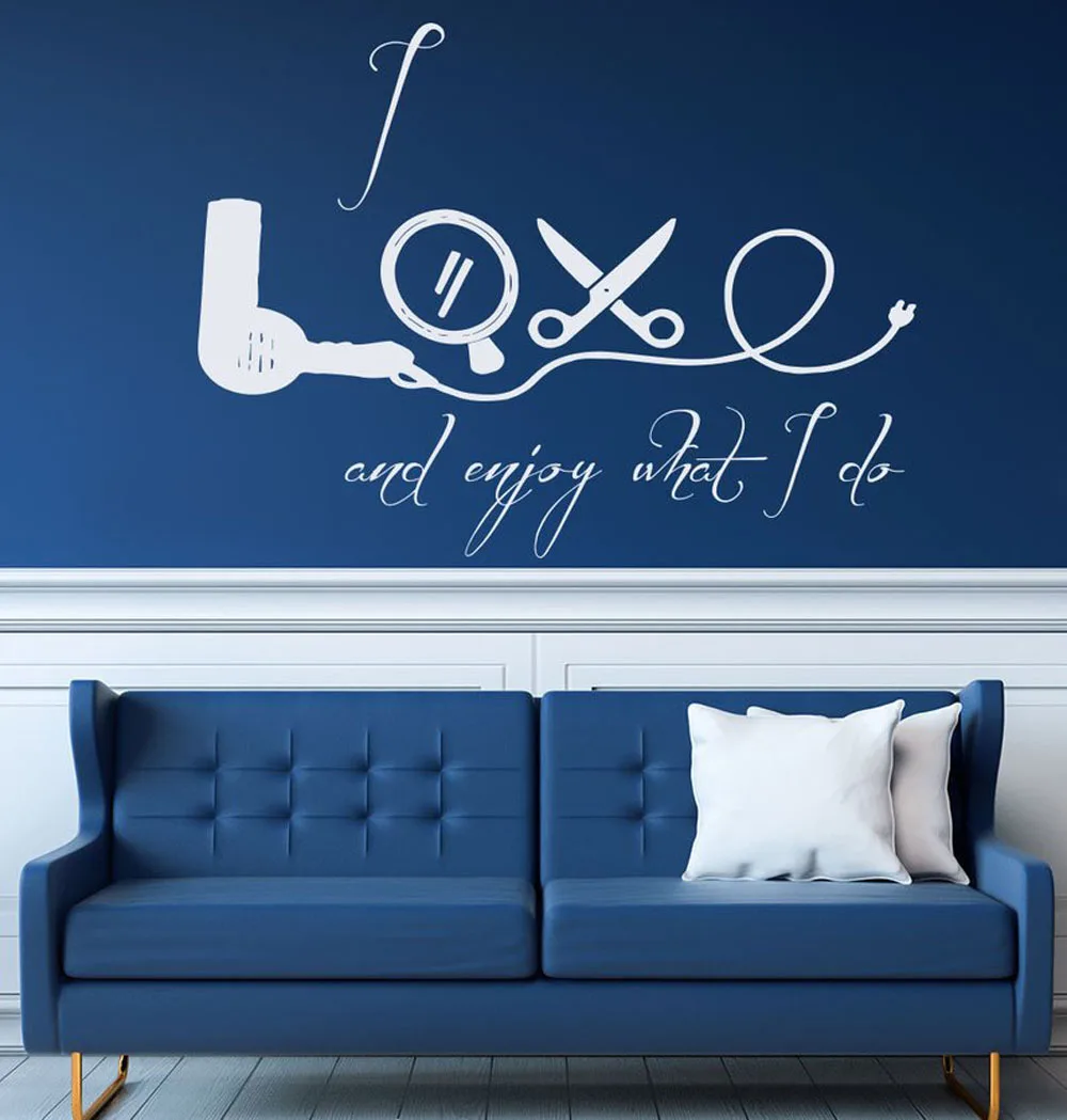 Wall Decal Quote Love Hair Salon Vinyl Wall Stickers for Beauty Salon Wall Deal Removable Waterproof Decor Art L004