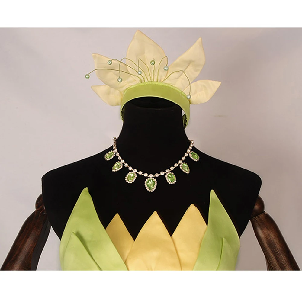 The Princess and the Frog cosplay costume adult princess tiana dress women Halloween costume long green Party dresses image 5