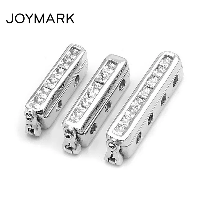 2 3 4 Multi Strands Micro Pave Zircon 925 Solid Sterling Silver Lock Clasps For Pearl Bracelets Necklace Jewelry Making SC-CZ058