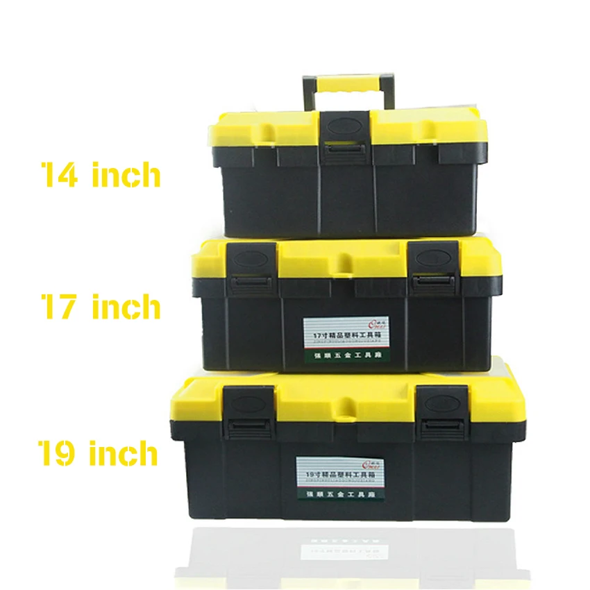 Multi-function ABS plastic tool box 14 inch 17 inch portable tool box for car tool home toolbox case for tools