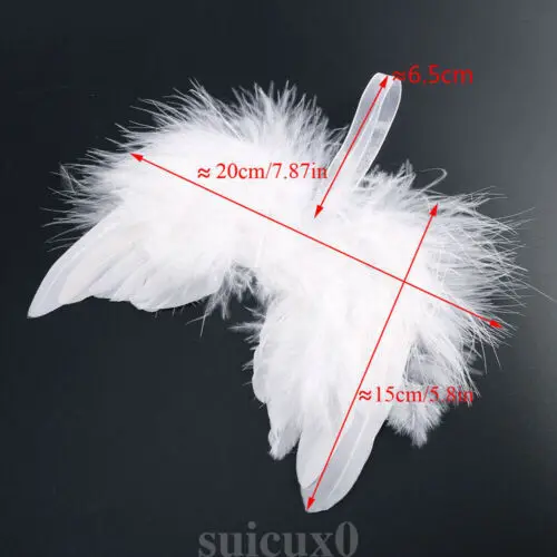 10 pcs Chic Hanging Angel White Feather Wing Christmas Tree Decoration Ornament Wedding Party Decor Movies Photo Props