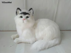 simulation white cat model,polyethylene&furs large 30x13x15cm prone cat handicraft,props,home decoration gift p0800