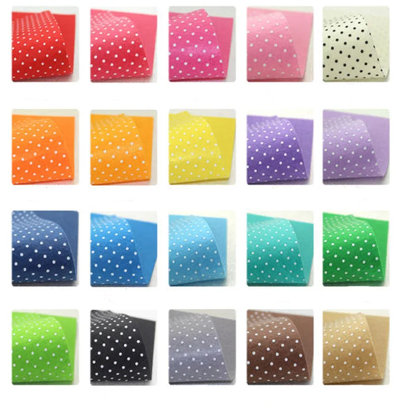 Felt Fabric Polka Dot Printed 20 MIX COLORs multi Polyester DIY non-woven 29x29cm Decoration ONLY Good quality