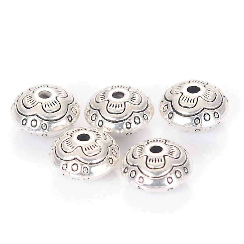 Miasol 20 Pcs Retro Vintage Stripe Round Plating Metal / Acrylic Antique Design Spacers Disc Beads For Diy Jewelry Making