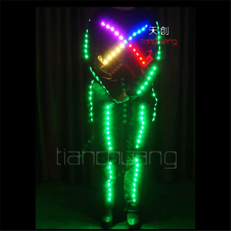 TC-80 LED colorful lighting Full color robot LED costumes party disco wear ballroom program design dancing luminous light cloth