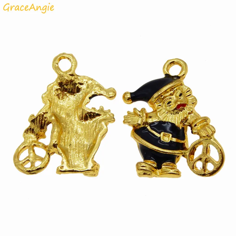 8PCS Enamel Alloy Santa Claus Pendant Charms Jewelry Making Accessory Xmas Tree Hanging Decoration 22*15mm